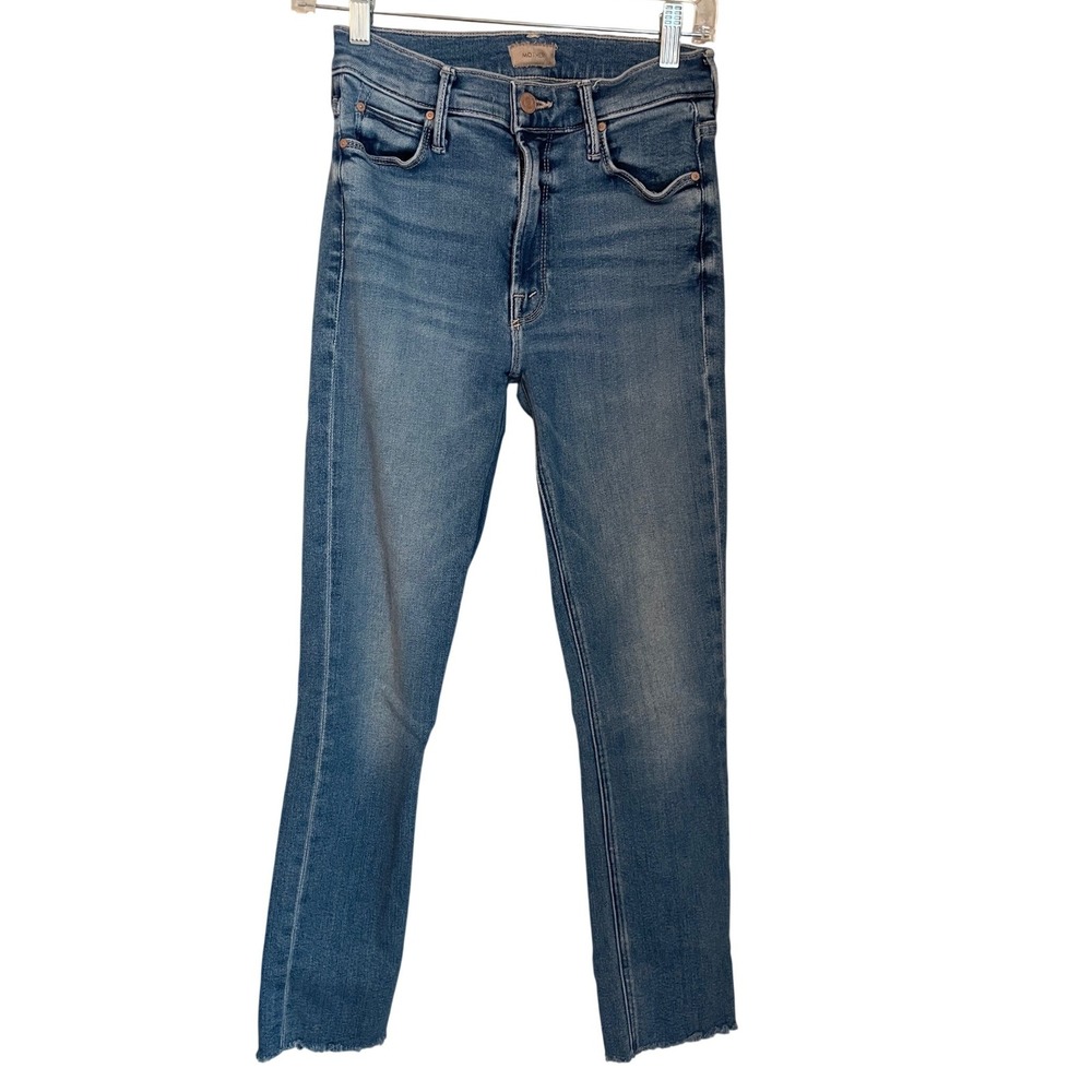 MOTHER The Mid Rise Dazzler Ankle Fray Jeans Finding‎ The Cliffside Blue Size 25